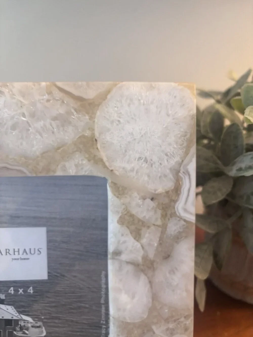 NWT Arhaus White Agate Picture Photo Frame 4x4 Photo Kickstand Heavy
